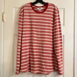 Red and White Striped Men's Long Sleeve Shirt by Mister Size XL